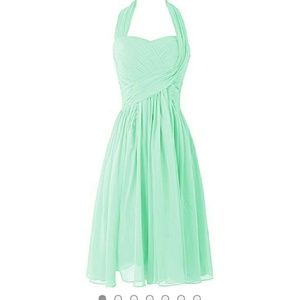 Mint green short bridesmaids dress